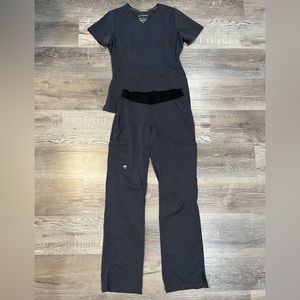 HH works by healing hands scrub set in gray. Pants and top are both XS
